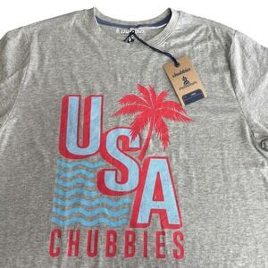 NEW Chubbies The Chub-Spangled Banner Graphic T Shirt Mens L Gray S/S Stretch
